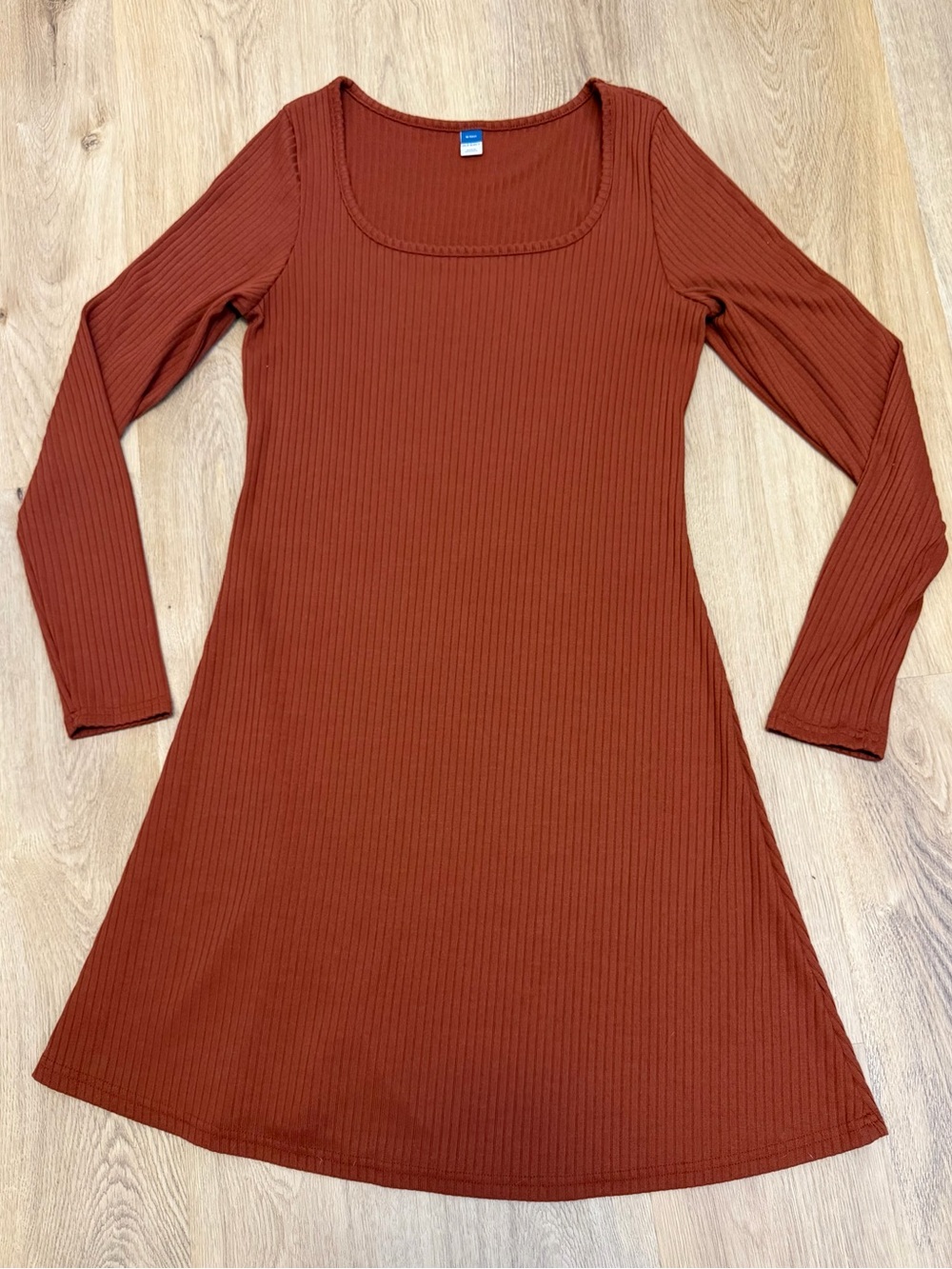 Old Navy Rust Brown Textured Long Sleeve Dress